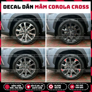 Tem dán mâm Corola Cross, decal lazang Corola tạo điểm nhấn cho xe