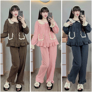 Bộ bầu - bộ sau sinh - BỘ DÀI ĐŨI THÁI KẺ Ô TÔ CỔ REN BÈO KÈM HAI TÚI REN XINH - 6 Màu