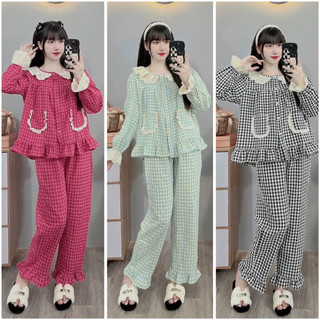Bộ bầu - bộ sau sinh - BỘ DÀI ĐŨI THÁI KẺ Ô TÔ CỔ REN BÈO KÈM HAI TÚI REN XINH - 6 Màu