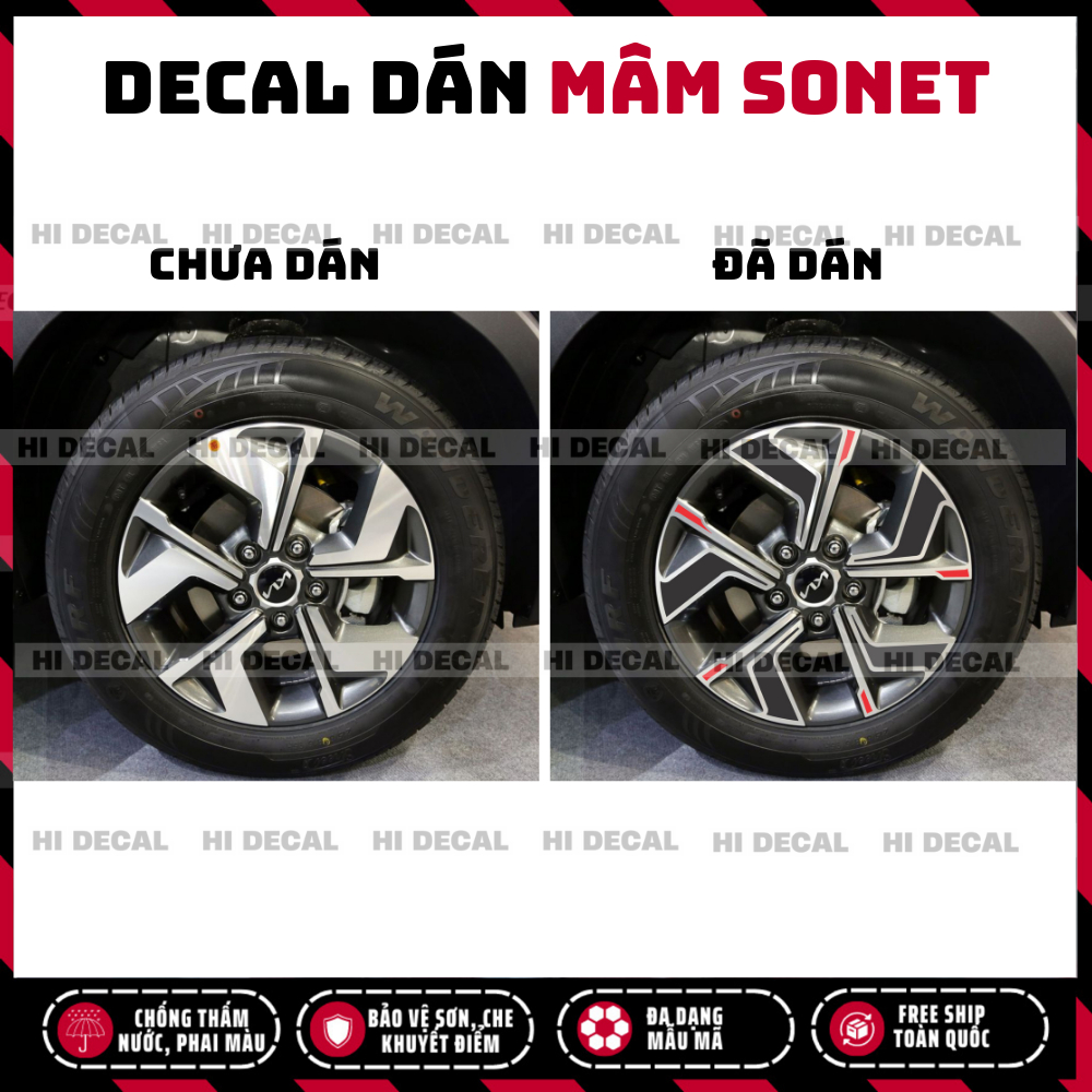Tem dán mâm Sonet, decal dán lazang Sonet tạo điểm nhấn cho xe