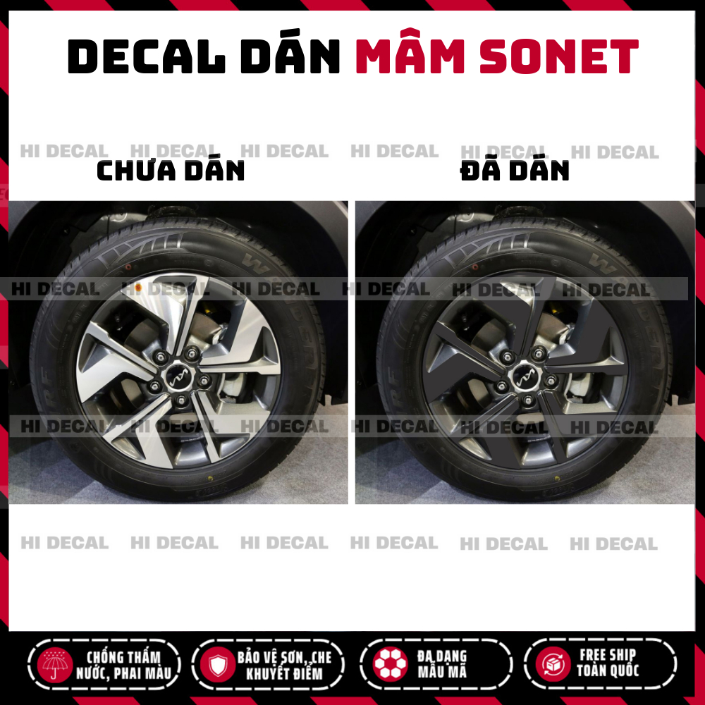 Tem dán mâm Sonet, decal dán lazang Sonet tạo điểm nhấn cho xe