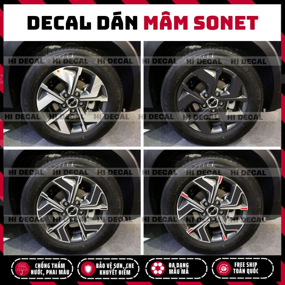 Tem dán mâm Sonet, decal dán lazang Sonet tạo điểm nhấn cho xe