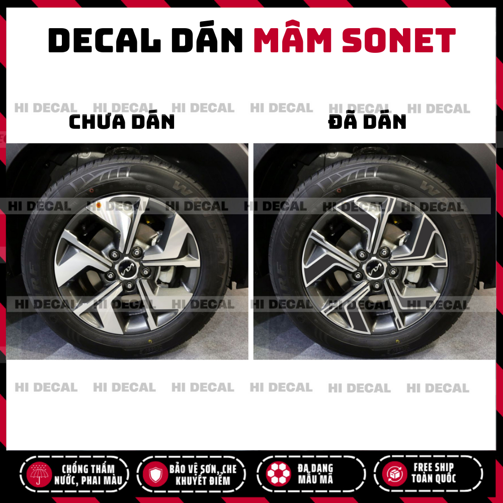 Tem dán mâm Sonet, decal dán lazang Sonet tạo điểm nhấn cho xe
