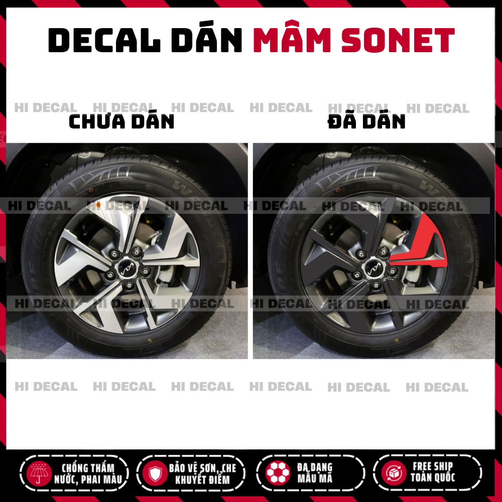 Tem dán mâm Sonet, decal dán lazang Sonet tạo điểm nhấn cho xe