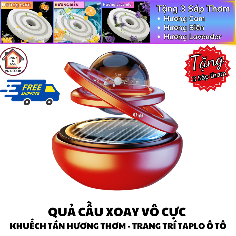 Quả cầu xoay vô cực trang trí taplo ô tô, xe hơi, khuếch tán hương nước hoa sáp thơm