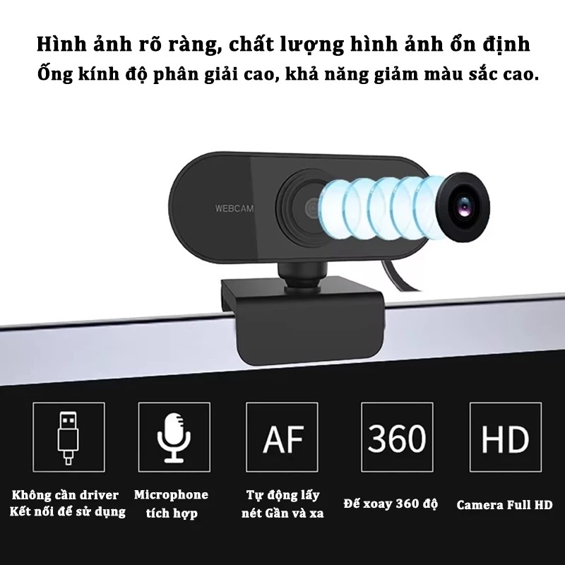 Webcam Máy Tinh,Full HD 1080p/720p,Có Mic Siêu Nét Dùng Cho PC Laptop,Chuyên Dụng Học Zoom,Livestream,Bảo Hành 12 Tháng - ảnh 5