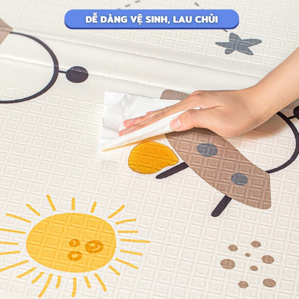 Thảm xốp gấp gọn cho bé loại dày, chiếu xốp trải sàn xpe không thấm nước KT 1m8x2m