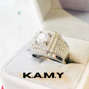 Nhẫn nam bạc Kamy đính đá cao cấp thanh lịch bền màu - Trang sức cao cấp