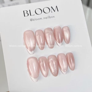 Móng úp thiết kế mắt mèo hồng ánh trắng siêu sáng hoạ tiết nơ nữ tính by Bloom.nailbox