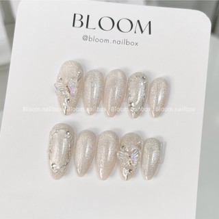 [B16] Móng giả thiết kế mắt mèo lấp lánh charm thuỷ tinh và đá nailbox xinh chụp kỷ yếu