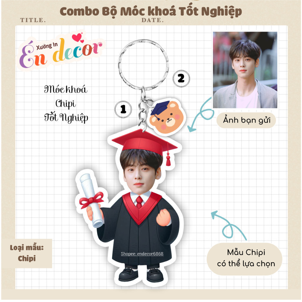 Combo móc khoá chibi tốt nghiệp siêu đáng yêu  _ Trí decor shop