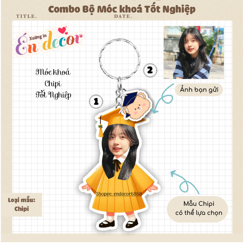 Combo móc khoá chibi tốt nghiệp siêu đáng yêu  _ Trí decor shop