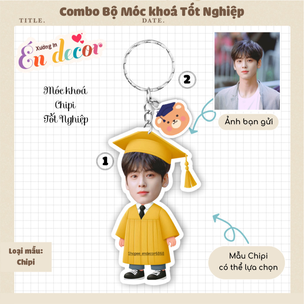 Combo móc khoá chibi tốt nghiệp siêu đáng yêu  _ Trí decor shop