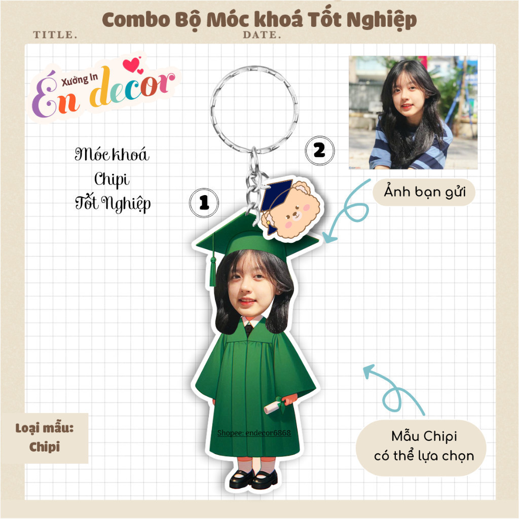 Combo móc khoá chibi tốt nghiệp siêu đáng yêu  _ Trí decor shop