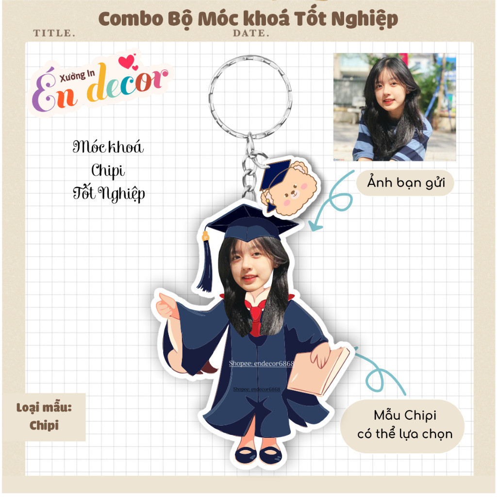Combo móc khoá chibi tốt nghiệp siêu đáng yêu  _ Trí decor shop