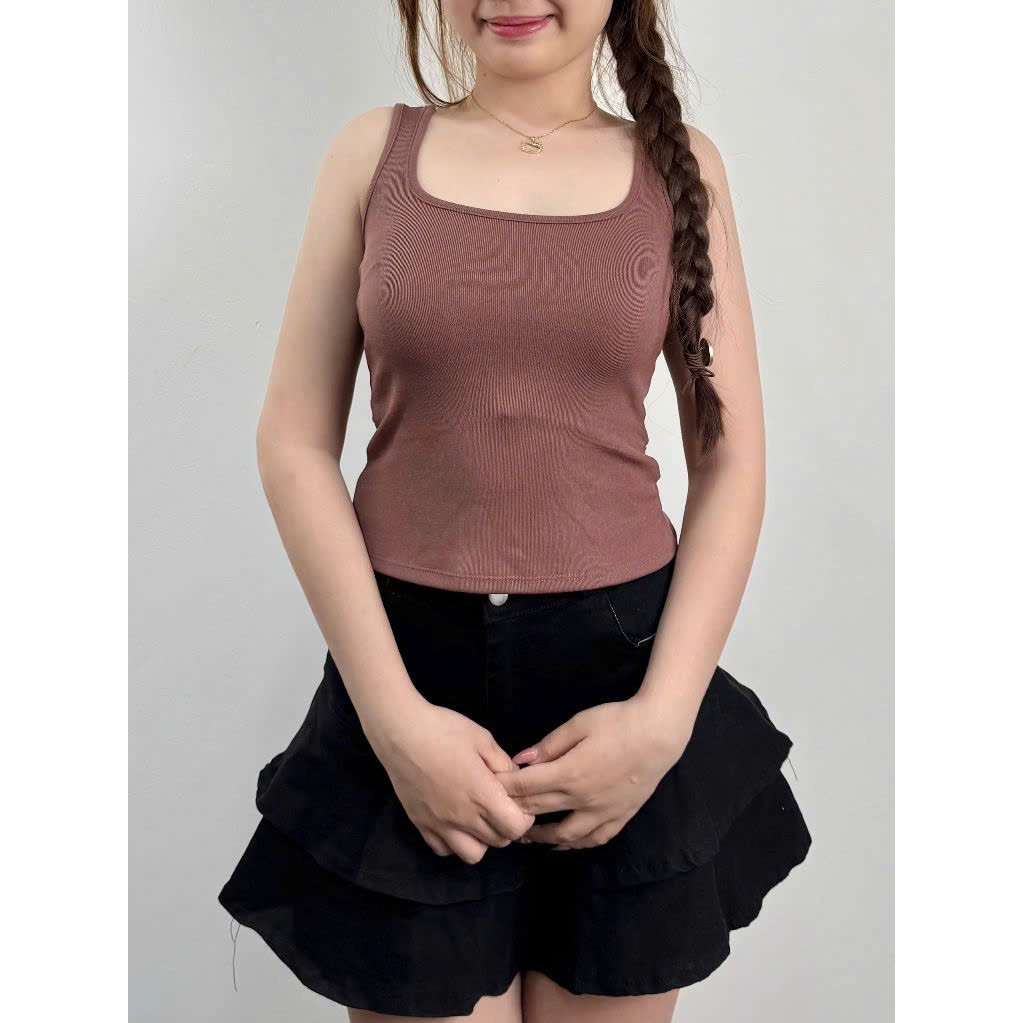 Áo Ba Lỗ Cổ U Nữ BABEE Dáng Ngắn Ôm Body 2 Dây Bản To Chất Thun Co Dãn Mềm Mại Mát Mẻ Phù Hợp Mùa Hè