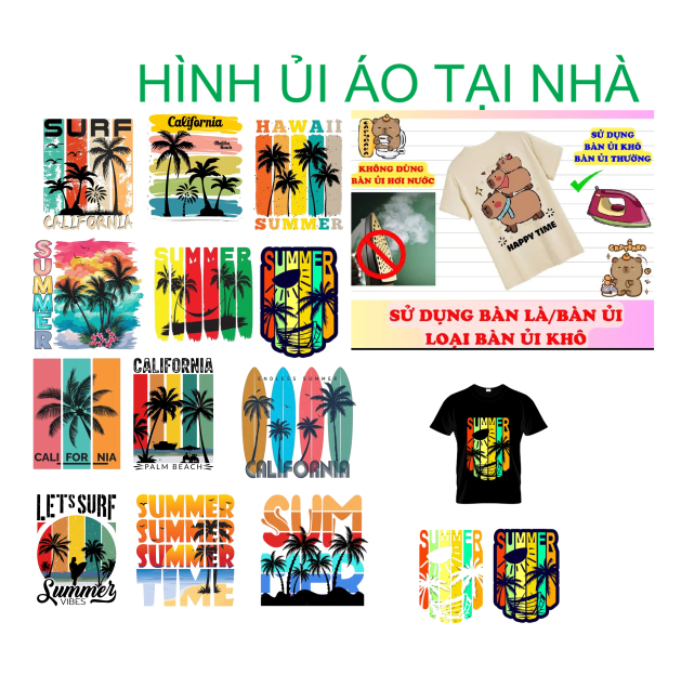 [Hình in pet ủi nhiệt]Hình ủi áo tại nhà bằng bàn là bàn ủi-HÌNH ÁO BIỂN MÙA HÈ-miếng vá áo rách