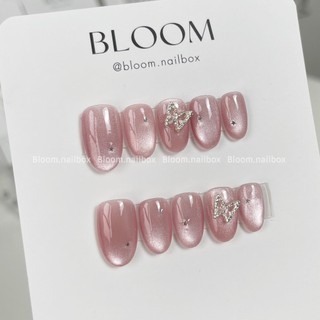 [B31] Móng úp thiết kế mắt mèo ánh trăng hồng rose tôn da form ngắn charm mix sao Bloom.nailbox