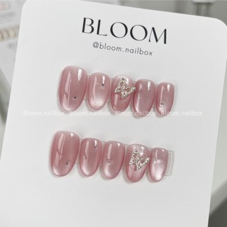 [B31] Móng úp thiết kế mắt mèo ánh trăng hồng rose tôn da form ngắn charm mix sao Bloom.nailbox