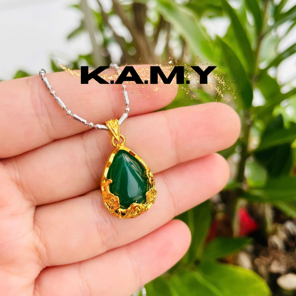 Mặt Dây Chuyền Hình Giọt Nước Đá Thủy Tinh Xanh May Mắn - Trang Sức KAMY