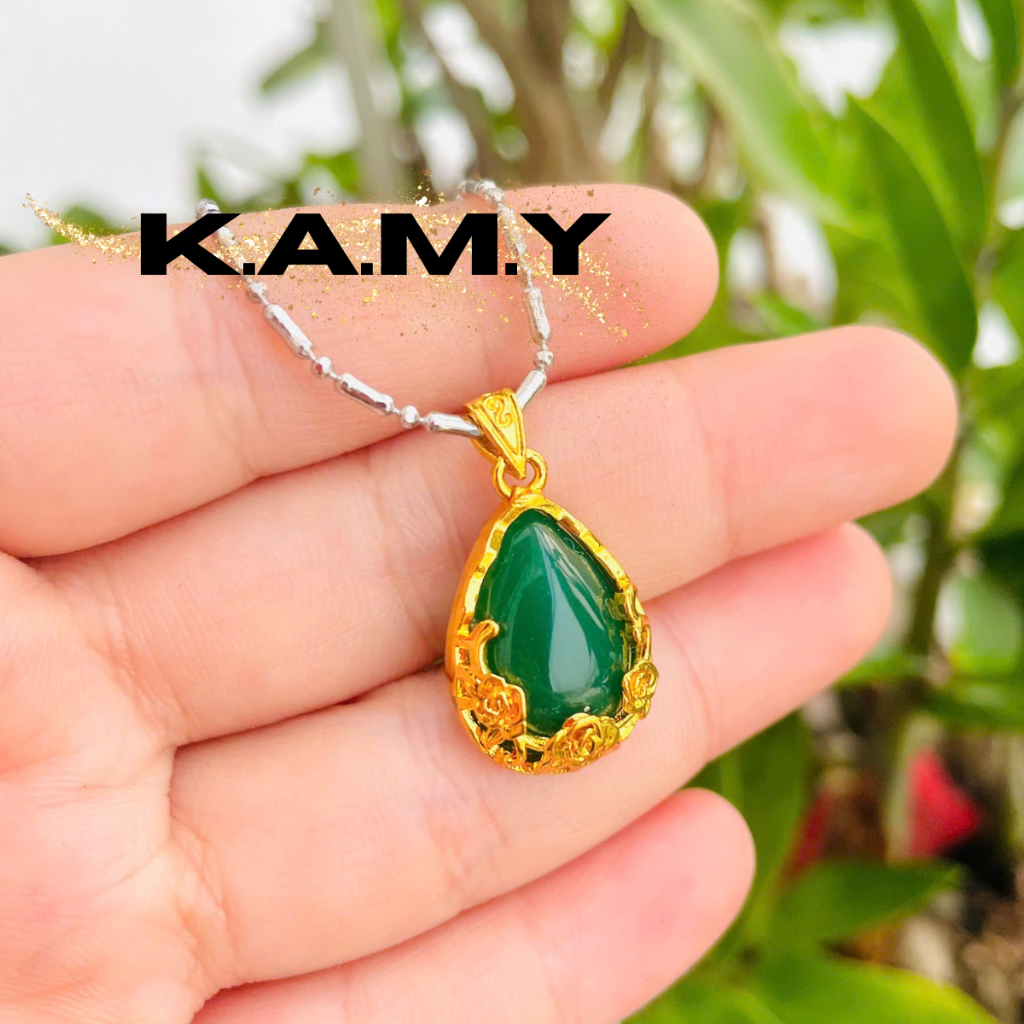 Mặt Dây Chuyền Hình Giọt Nước Đá Thủy Tinh Xanh May Mắn - Trang Sức KAMY