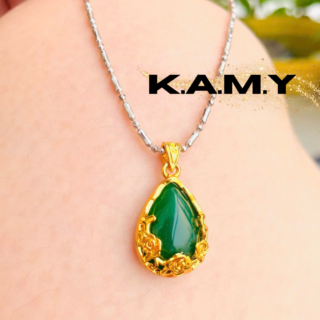 Mặt Dây Chuyền Hình Giọt Nước Đá Thủy Tinh Xanh May Mắn - Trang Sức KAMY
