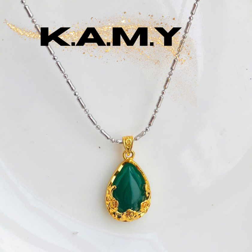 Mặt Dây Chuyền Hình Giọt Nước Đá Thủy Tinh Xanh May Mắn - Trang Sức KAMY