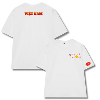 Áo Thun UNISEX form rộng nam nữ in hình Má.u đỏ Da Vàng yêu nước chất Cotton mềm mịn co dãn 2c