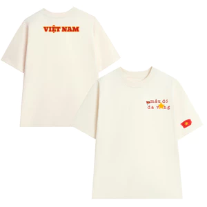 Áo Thun UNISEX form rộng nam nữ in hình Má.u đỏ Da Vàng yêu nước chất Cotton mềm mịn co dãn 2c