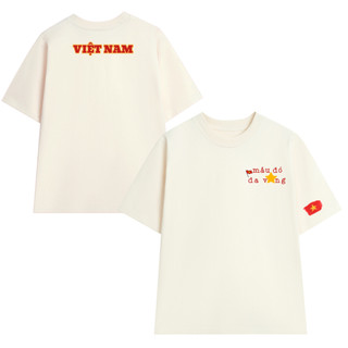 Áo Thun UNISEX form rộng nam nữ in hình Má.u đỏ Da Vàng yêu nước chất Cotton mềm mịn co dãn 2c