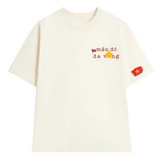 Áo Thun UNISEX form rộng nam nữ in hình Má.u đỏ Da Vàng yêu nước chất Cotton mềm mịn co dãn 2c