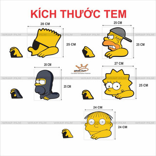 Tem dán kính xe hình Simpson lái xe vui nhộn