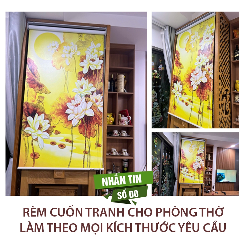 Rèm Cuốn In Tranh 3d Cửa Sổ Chiều Sâu Không Khoan Dễ Lắp Đặt Kích thước Theo YC