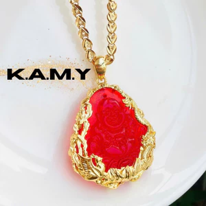 Mặt Dây Chuyền Hình Phật Di Lặc Cười Đá Thủy Tinh Đỏ May Mắn - Trang sức KAMY