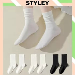 Tất nữ cổ cao chất liệu cotton trơn mềm mịn thoáng mát Vớ nữ cổ trung phong cách hàn quốc Style P006