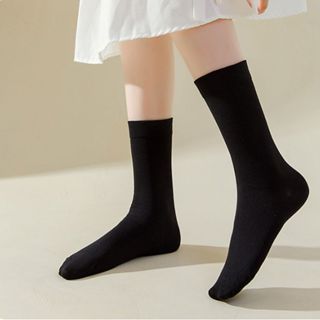 Tất nữ cổ cao chất liệu cotton trơn mềm mịn thoáng mát Vớ nữ cổ trung phong cách hàn quốc Style P006