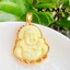 Mặt dây chuyền hình phật di lặc cười đá trắng ngà viền đài sen - Trang sức KAMY