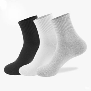 Tất nam nữ cổ trung chất liệu cotton mỏng thoáng mát, Vớ nam đi giày chống hôi chân Styley P019