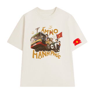 Áo Thun UNISEXin hình ẤM NO HẠNH PHÚC form rộng nam nữ yêu nước chất Cotton mềm mịn co dãn 2c