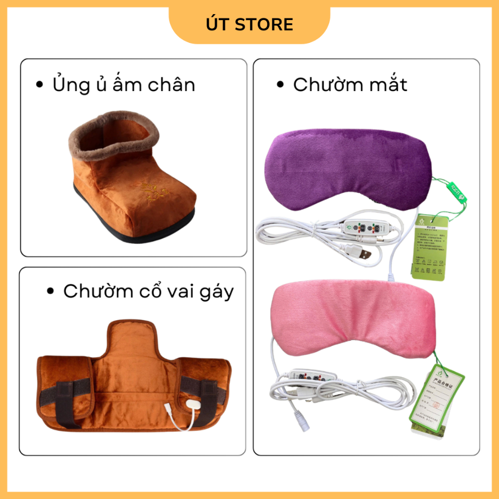 Ủng sưởi ấm chân ngải cứu, Túi chườm mắt, vai gáy thảo dược giúp giữ ấm và thư giãn - Nội địa Trung