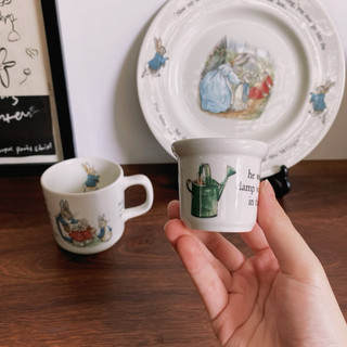 [Ảnh thật] Đĩa Cốc Ly Chum Thỏ Peter Rabbit - Gốm Nhật 2hand