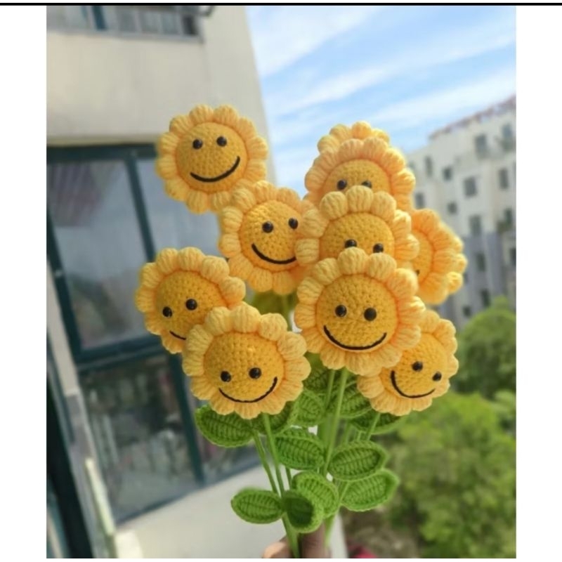 Size lớn - Cành Hoa Mặt Cười Len , Cành Hoa Len Handmade