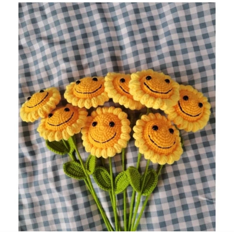 Size lớn - Cành Hoa Mặt Cười Len , Cành Hoa Len Handmade