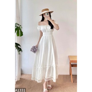 Đầm Maxi Thô Ren Cổ Vuông Tay Bèo Sang Chảnh Tiểu Thư A1331