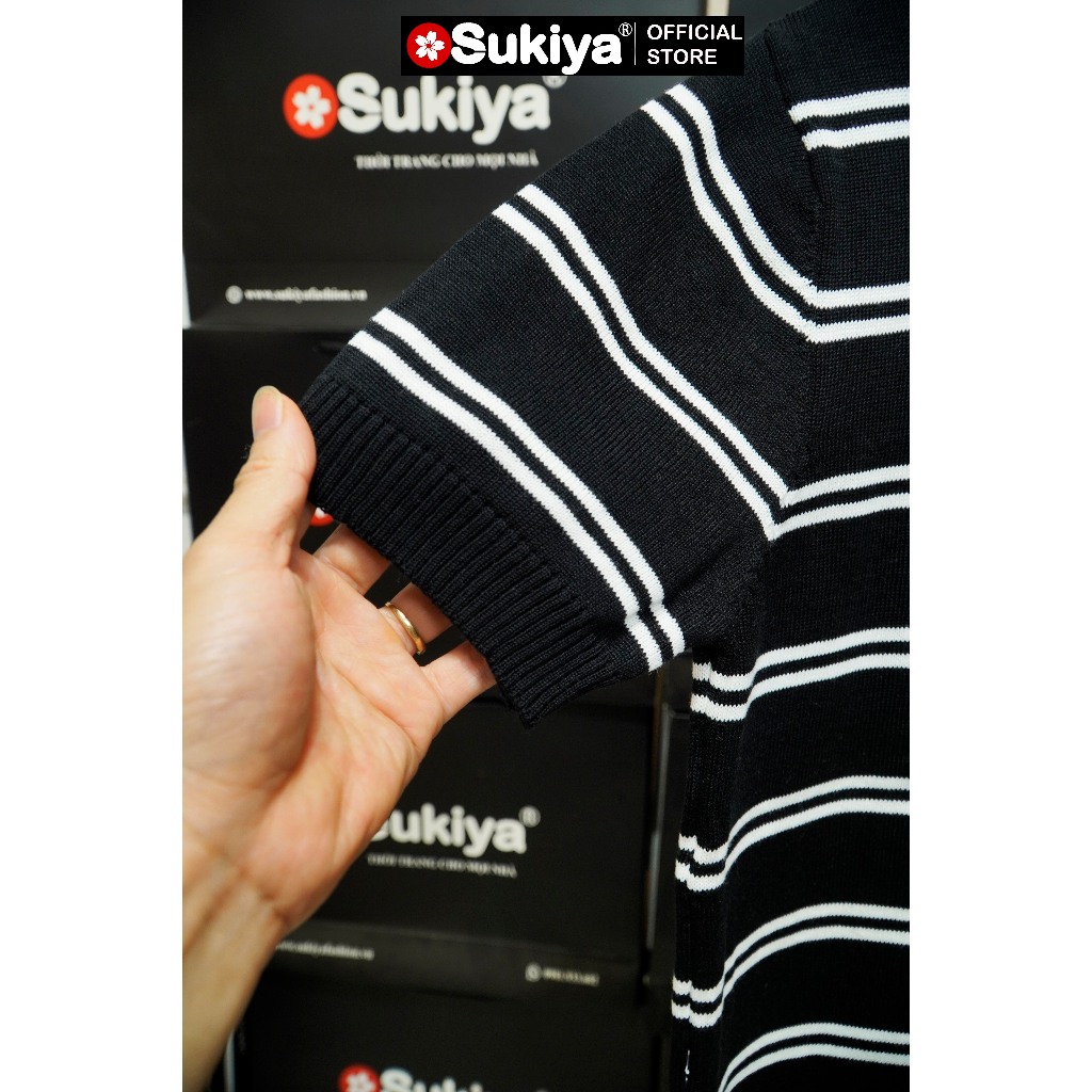Ảnh Áo Len Dệt Kim Nam SUKIYA Premium Kẻ đôi Len Mát Cotton Thấm Mồ Hôi mùa Hè AL111 4