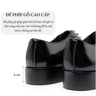 Giày Oxford Captoe form Ý chính hãng FTTLeather, giày da bò nam phối quần âu size to 45, 46 mã F0302