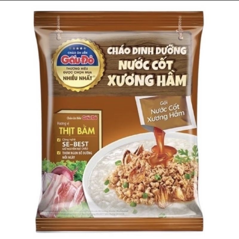 cháo gấu đỏ thịt băm ,gà ,nước cốt xương hầm