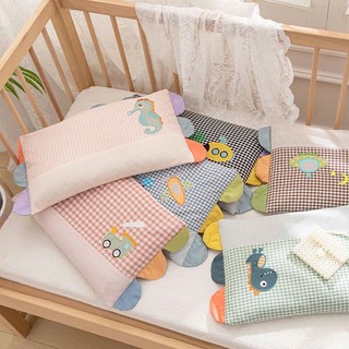 Gối Cotton Cầu Vồng Cho Bé Thêu Hình Con Vật Xinh Xắn, Gối Nằm Cho Bé Êm Mềm Mịn Kích Thước 30x50cm