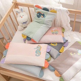 Gối Cotton Cầu Vồng Cho Bé Thêu Hình Con Vật Xinh Xắn, Gối Nằm Cho Bé Êm Mềm Mịn Kích Thước 30x50cm