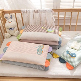Gối Cotton Cầu Vồng Cho Bé Thêu Hình Con Vật Xinh Xắn, Gối Nằm Cho Bé Êm Mềm Mịn Kích Thước 30x50cm